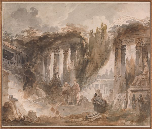 Accademia Artistica Acquerellista Jean Onorè Fragonard Capriccio: Excavation of Roman ruins